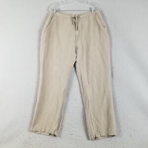 Cubavera Pants Mens XL Khaki Beige Linen Blend Drawstring Casual Elastic Waist